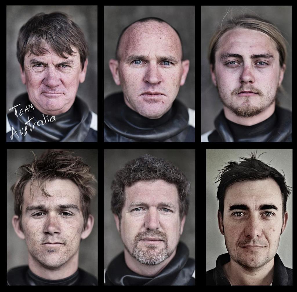 Team Australia crew members before attempting to break the record Sydney to Auckland.  <br />
Vertical top row – Sean Langman, Josh Alexander, Peter Langman ; Bottom row – Andy Woodward, James Ogilvie, Ben Kelly ©  Andrea Francolini Photography http://www.afrancolini.com/